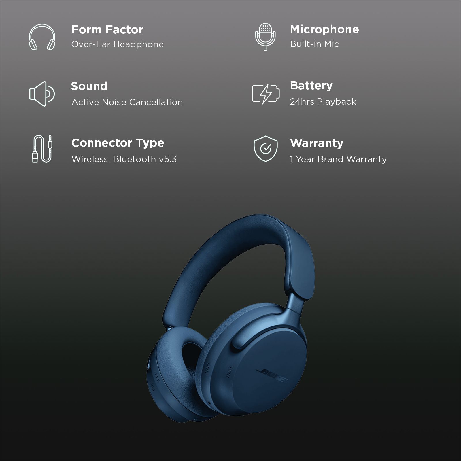 Buy BOSE QuietComfort Ultra Bluetooth Headphone with Mic (Upto 24